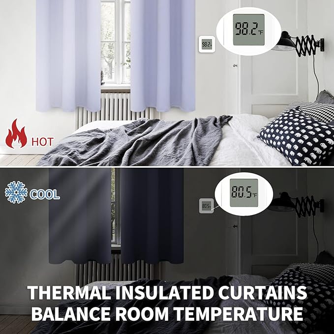 BGment Room Darkening Curtains 54 Inches Long - Grommet Thermal Insulated Drapes Window Treatment Curtains for Bedroom, 2 Panels, 52 x 54 Inch, Lavander