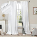 White Blackout Curtains 96 Inches Long 2 Panel Burg for Bedroom Thermal Insulated Total Black Out Boho Extra Wide Window Drape for Living Room Thick Linen Textured Soundproof Back Tab 8ft 52x96 Length