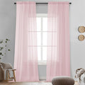OVZME Blush Pink Sheer Curtains 96 Inches Long 2 Panels - Soft Light Filtering Window Sheer Panels for Living Room/Bedroom, Top Dual Rod Pocket, 1 Pair, Each 42Wx96L Inches
