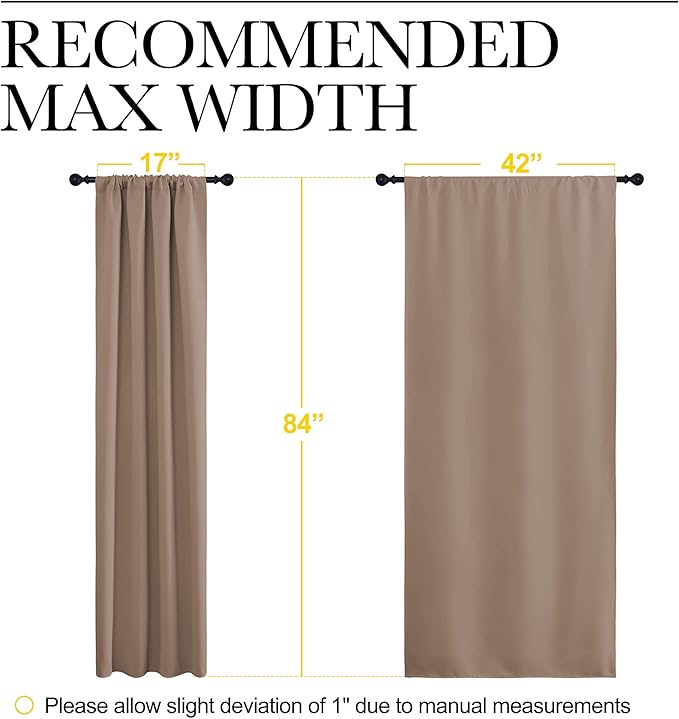 NICETOWN Blackout Drapes and Curtains for Kitchen - Window Treatment Thermal Insulated Solid Rod Pocket Blackout Curtains/Drapes for Bedroom (2-Pack, 42 by 84 Inch, Cappuccino)