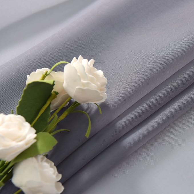 SpaceDresser Basic Rod Pocket Sheer Voile Window Curtain Panels White 1 Pair 2 Panels 70 Width 108 Inch Long for Kitchen Bedroom Children Living Room Yard(Grey,70 W x 108 L)