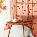 HOMEIDEAS Fall Burnt Orange Sheer Curtains 96 Inches Long 2 Panels Embroidered Floral Pattern Semi Sheer Window Curtains for Bedroom Living Room