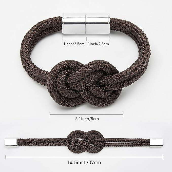 NICEEC 2 Pack Mini Magnetic Curtain Tiebacks Nordic Simple Style Drape Tie Backs Elegant Hand Weave Rope Knot Decorative Curtain Holdbacks for Home & Office Thin Window Drapery (Coffee)