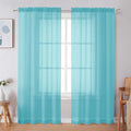 Simplebrand Aqua Sheer Curtains 72 Inches Long 2 Panels for Living Room, Rod Pockets Airy Window Treatments Voile Sheer Black Curtains Panels Lightweight for Front Back Patio Glass Door, 42" Width