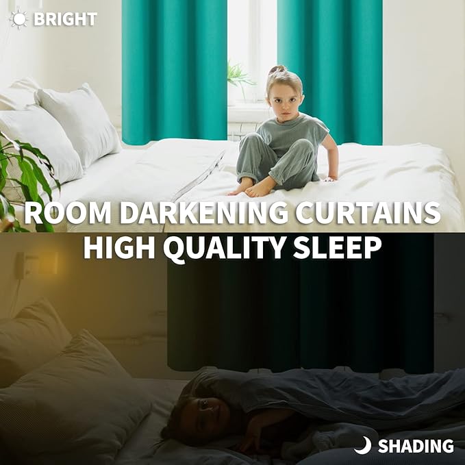 BGment Room Darkening Curtains 108 Inches Long - Grommet Thermal Insulated Drapes Window Treatment Curtains for Bedroom, 2 Panels, 52 x 108 Inch, Teal