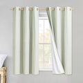 NICETOWN Sage Green Linen Blackout Curtains for Night Shift, Great Job, Set of 2, 42" by 45", Short Kitchen Burlap Linen 100% Blackout Drape Panels with Bronze Grommets for Blocking Light