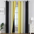 Estelar Textiler Yellow and Black Ombre Blackout Curtains 102 Inch Long, Thermal Insulated Grommet Drapes for Bedroom, Full Room Darkening Gradient Curtains for Living Room, 52Wx102L, 2 Panels