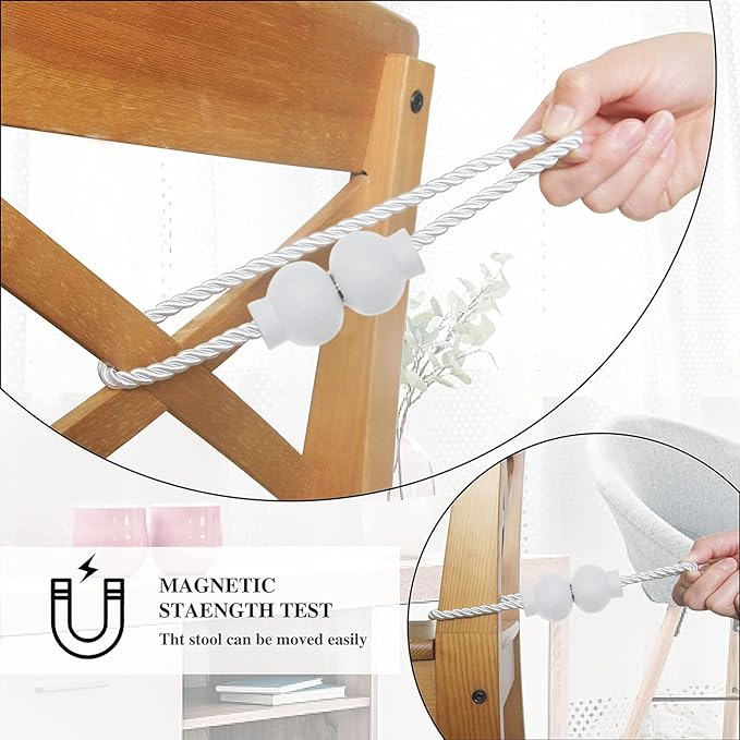 4 Pack Magnetic Curtain Tiebacks Modern Handmade Rope Curtain Tie Backs Decorative Drapes Weave Holdbacks for Home Outdoor Bedroom Office Decorative Curtain, White