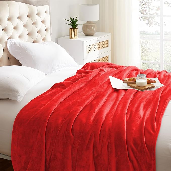 KMUSET Fleece Blanket Red Throw Blanket for Couch - Soft Lightweight Cozy Luxury Bed Microfiber Blanket, 50" x 60"