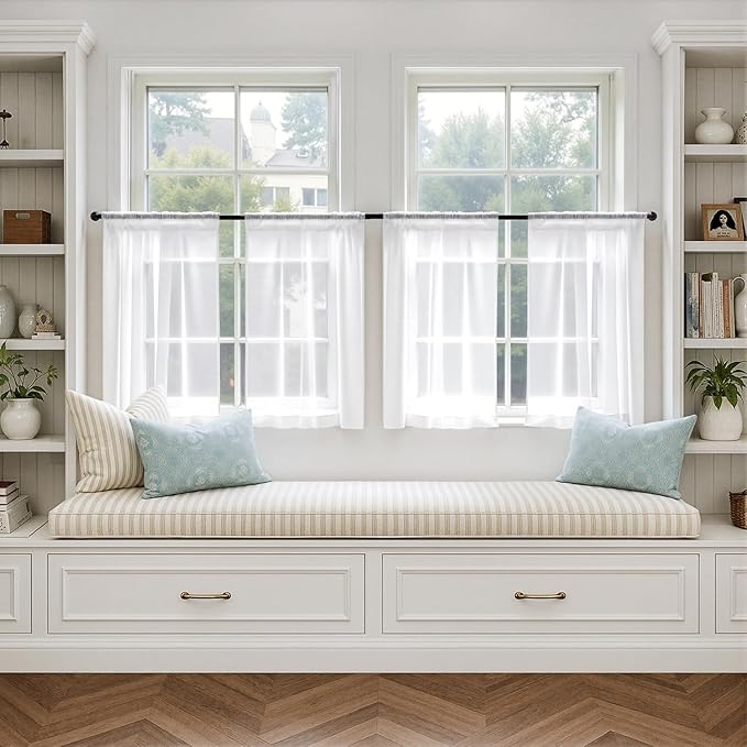 MIULEE White Sheer Curtains 63 Inches Long, 4 Panels Set, Light Filtering Rod Pocket Voile Drapes for Living Room and Bedroom, Airy Soft Fabric Window Treatments, 54 x 63 Inches