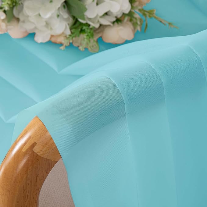 OVZME Sheer Curtains 63 inch Length 2 Panels Set for Bedroom Living Room, Soft Airy Elegant Light Filtering Sheer Curtains, Dual Rod Pocket Window Drapes, Each 42W x 63L Inches, Aqua