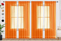 SpaceDresser Orange Sheer Curtains 4 Panels Rod Pocket Semi-Sheer Curtain 45 Inches Long Light Filtering Voile Window Drapes for Bedroom Living Room Kitchen, Each 52W x 45L