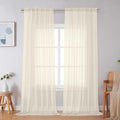 Simplebrand Cream Sheer Curtains 96 Inches Long, Light Filtering Rod Pocket Solid Color Window Sheer Curtain Panels, Elegant Curtains & Drapes for Living Room, Bedroom 2 Panels, 59" W x 96" L