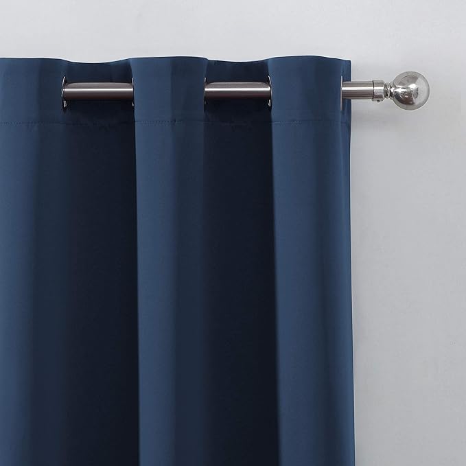 LEMOMO Navy Blue Thermal Blackout Curtains/38 x 63 Inch/Set of 2 Panels Room Darkening Curtains for Bedroom