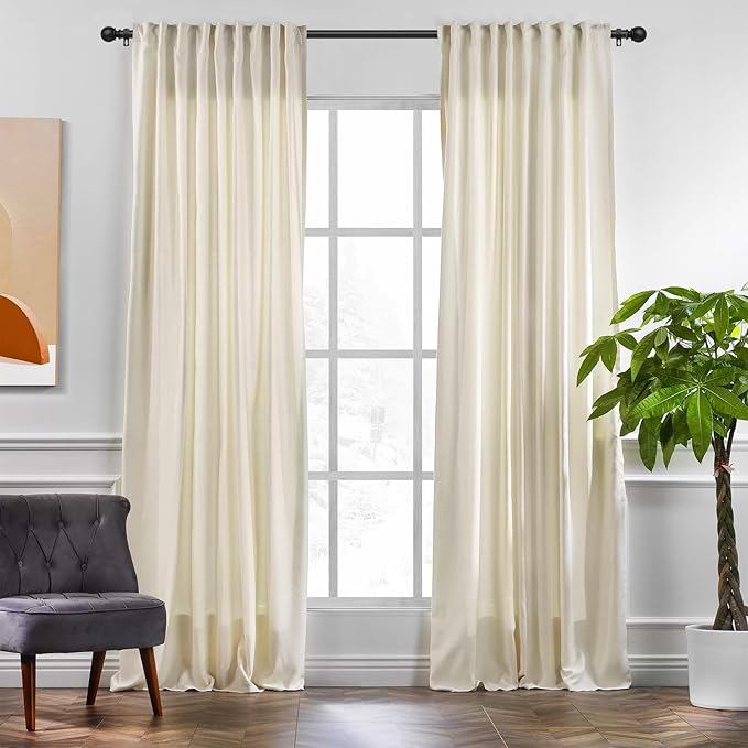 Black Curtain Rods for Windows 48 to 84 or 88 Inches Max,2 Pack 5/8 Inch Diameter Stainless Steel Adjustable Heavy Duty Curtain Rod with Brackets, Easy Installation for Indoor and Outdoor