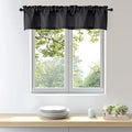 OWENIE Bob 1 PCS Black Valances for Windows, Faux Linen Textured Kitchen Window Curtains Valance for Bedroom Living Room, Modern Soft Airy Solid Rod Pocket Bathroom Cafe Curtain, 60Wx12L Inch