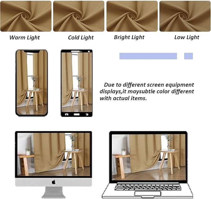 Simplebrand Ava Gold Short Blackout Curtains for Bedroom 54 Inches Long 2 Panels Set, Solid Thermal Insulated, Energy Saving Window Treatment Curtains Blackout Drapes, W40 x L54 Inch, Gold