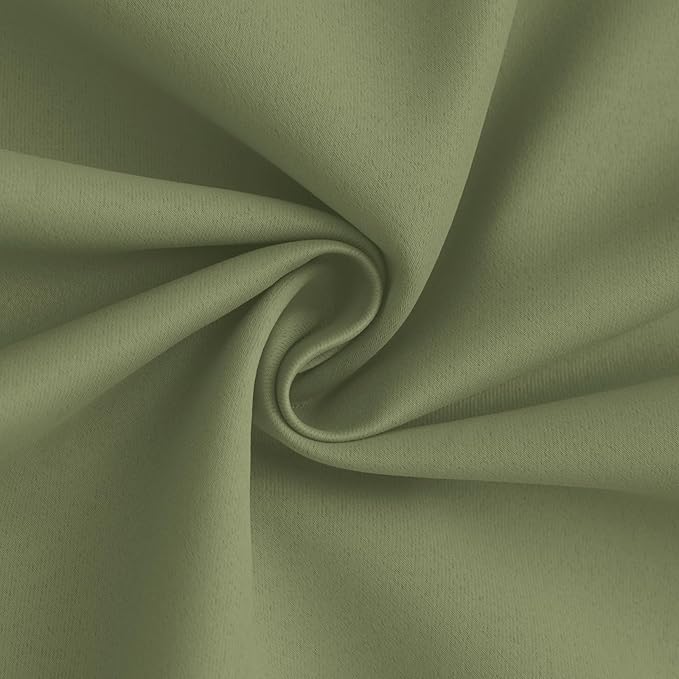 Yakamok 100% Blackout Curtain Panels 96 inches Cold and Light Blocking Drapes for Nursery, 2 Thick Layers Thermal Insulated Draperies (2 Pieces, 40 Wide Each Panel, Sage Front with White Backing)