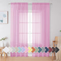 Simplebrand Pink Sheer Curtains 84 Inches Long, Light Filtering Rod Pocket Solid Color Window Sheer Curtain Panels, Elegant Curtains & Drapes for Living Room, Bedroom 2 Panels (42" W x 84" L)