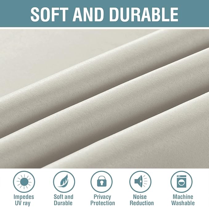 H.VERSAILTEX Blackout Curtain for Living Room Thermal Insulated Window Treatment Curtain Extra Long 108 inch Length Energy Saving Solid Grommet Top Blackout Drape, One Panel, Ivory/Cream, 52"W x 108"L