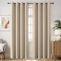 Joydeco Blackout Curtains 90 Inch Length 2 Panels Set, Thermal Insulated Long Curtains& Drapes 2 Burg, Room Darkening Grommet Drapes for Bedroom Living Room Window (Light Beige, W52 x L90 Inch)