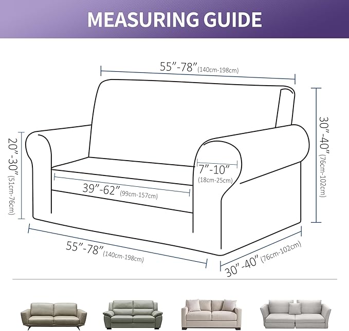 Joccun Christmas Stretch Loveseat Couch Cover Slipcover, 1-Piece Sofa Cover for 2 Cushion Couch Spandex Jacquard Washable Furniture Protector Cover for Living Room,Kids,Pets（Loveseat,Burgundy）