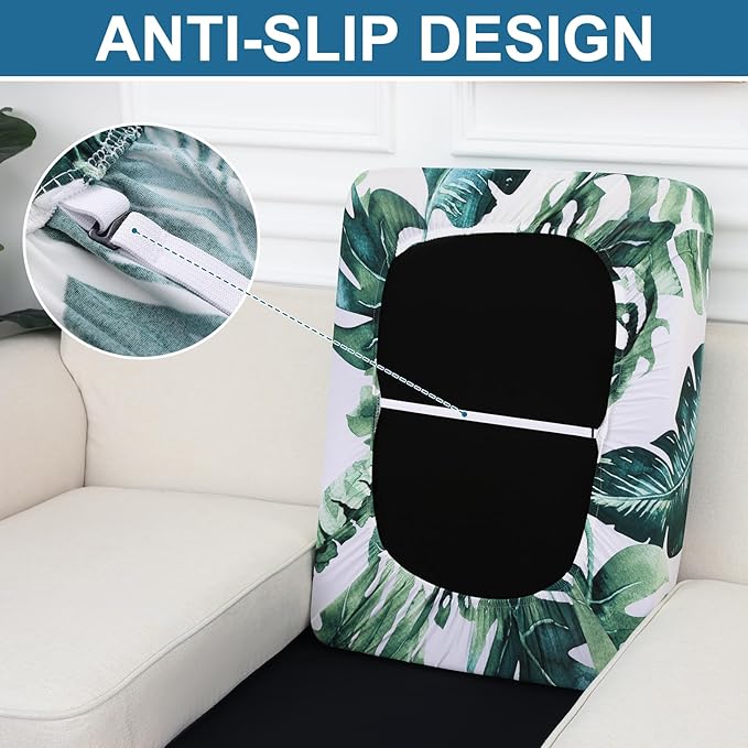 Smiry Printed Couch Cushion Covers, Stretch Soft Couch Covers for Sofa, Washable Non-Slip Sofa Slipcover Furniture Protector for Indoor and Outdoor (1 Pack, Green)
