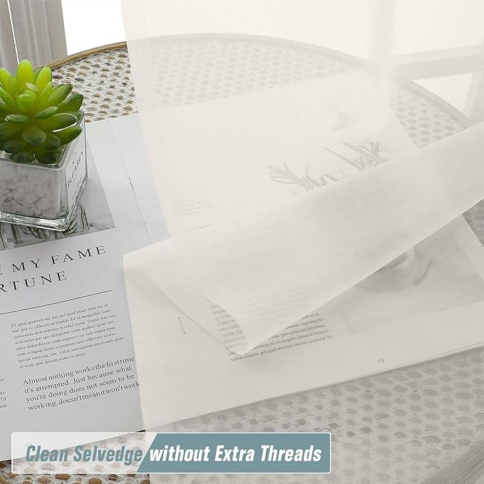 Ivory Sheer Curtains Tier 30 Inches Length 2 Panels Set, Light Filtering Lightweight Soft Window Treatments Drapes, Cute Elegant Cafe Curtains for Nursery, Dual Rod Pocket, 2x42Wx30L Inches