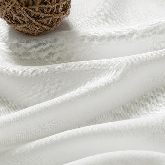 Nanspring Ivory Linen Curtains 84 Inch Length 2 Panels Set for Living Room Back Tab Light Filtering Semi Sheer Curtain for Bedroom Farmhouse Drapes, 40x84 Inch, 2 Panels
