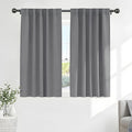 PONY DANCE Gray Blackout Curtains - Window Treatments Thermal Insulated Light Blocking Drapes Back Tab/Rod Pocket Short Curtain Panels for Bedroom & Kitchen, 42 W x 45 L, Silver Grey, 1 Pair