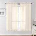Chyhomenyc Cream Sheer Curtains 45 Inch Long 2 Panels, Short Voile Sheer Drapes for Dinning Small Windows Bathroom Living Room Bedroom, Rod Pocket, 42Wx45L Inches