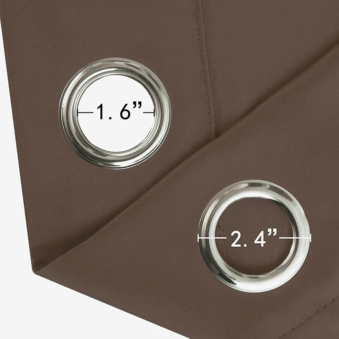 LEMOMO Blackout Curtains 66 x 72 Inch Long Chocolate Curtains Set of 2 Panels Room Darkening Curtains for Bedroom and Living Room