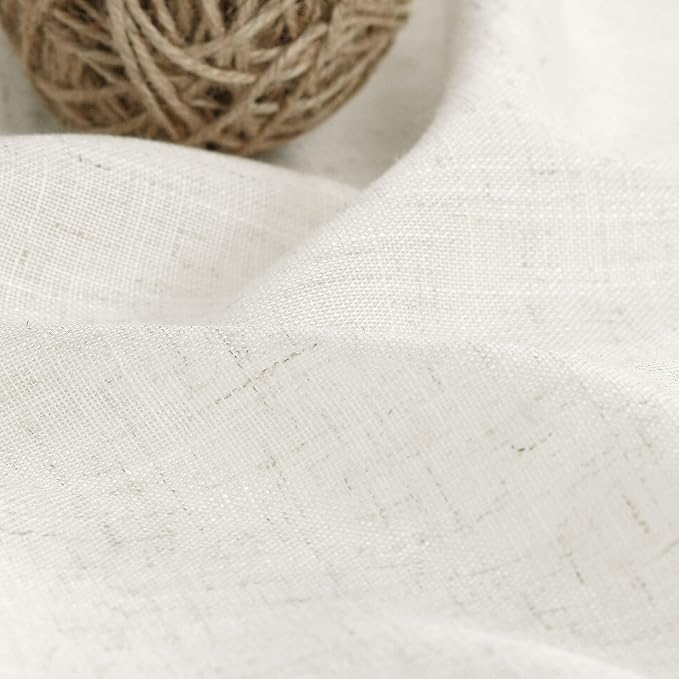 Cream Linen Curtains 109 Inches Long for Living Room Extra Long Back Tab Curtains Neutral Farmhouse Light Filtering Semi Sheer Linen Drapes Ceiling to Floor for Large Window 2 Panels Set 52x109