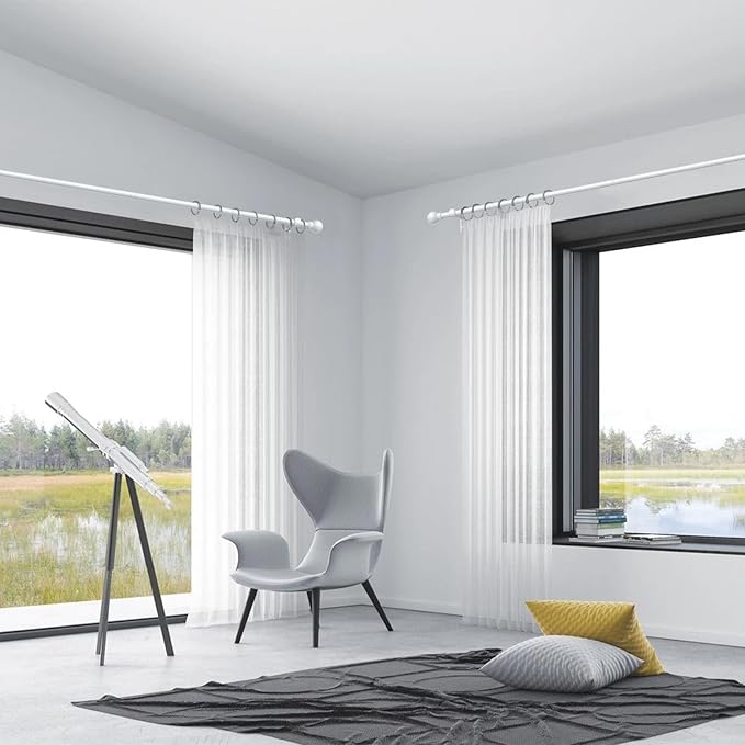 Thestoa Curtain Rods for Windows 48 to 84-92 Inch, White, Stainless Steel Rods for Bedroom, Living Room, Kitchen, Farmhouse, Outdoor