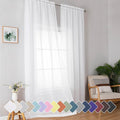 Simplebrand Sheer White Curtains 96 Inches Long, Light Filtering Rod Pocket Solid Color Window Sheer Curtain Panels, Elegant Curtains & Drapes for Living Room, Bedroom 2 Panels (White, 42" W x 96" L)