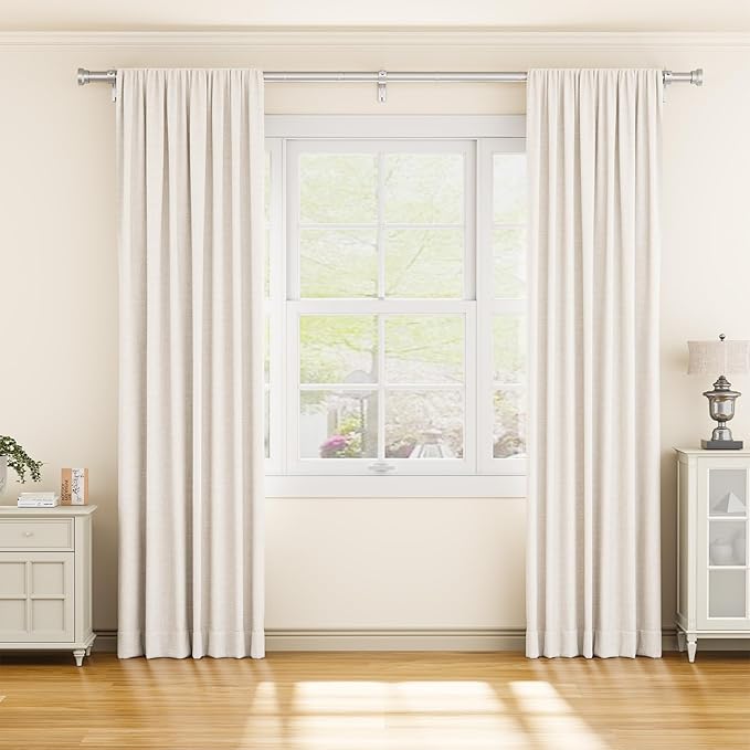 YaFex Curtain Rods 2 Pack 32-118 Inch, Heavy Duty 1 Inch Curtain Rod, Silver Long Adjustable Window Treatment Rods,Modern Design, Easy Installation