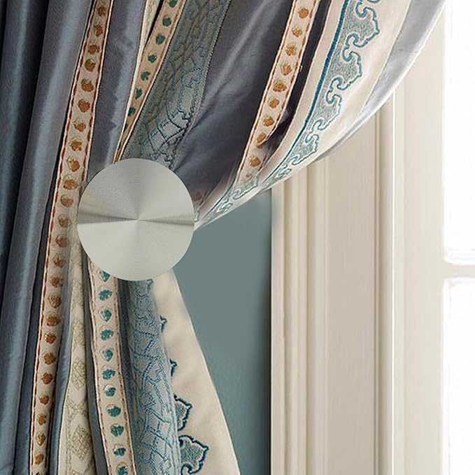Curtain Tiebacks 2 Pack Wall Mounted Zinc Alloy Tiebacks with Screws, Stylish Silver Holders for Home Office Decor