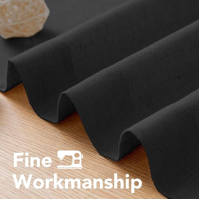 H.VERSAILTEX Living Room Linen Curtains Home Decorative Nickel Grommet Curtains Privacy Added Energy Saving Light Filtering Window Treatments Panels for Bedroom, Heather Black, 2 Panels, 52 x 108 Inch