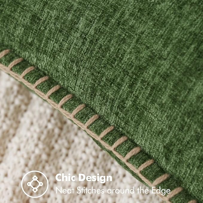 MIULEE Pack of 2 Christmas Pillow Covers 26x26 Inch Moss Green Farmhouse Decorative Throw Pillow Covers with Stitched Edge Soft Chenille Solid Dyed Couch Pillow Covers for Sofa Bed Living Room