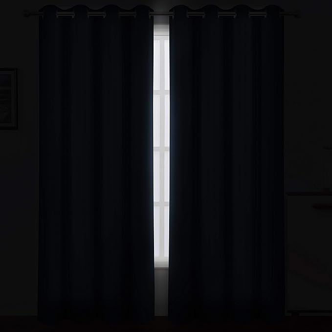 LEMOMO Navy Blue Blackout Curtains 52 x 84 inch/Set of 2 Curtain Panels Room Darkening Bedroom Curtains