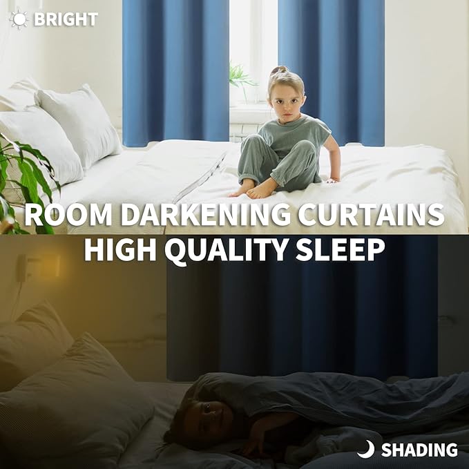 BGment Blackout Curtains for Bedroom - Grommet Thermal Insulated Room Darkening Curtains for Living Room, Set of 2 Panels (42 x 84 Inch, Faded Denim)
