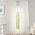 OWENIE Ivory Sheer Curtains 120 Inches Long 2 Panels Set, Airy Lightweight Sheer Ivory Curtain for Living Room Bedroom, Farmhouse Voile Filmy Rod Pocket Curtains Drapes, 2 Pcs, Each 59" Wx120 L Inch
