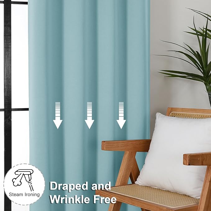Simplebrand Ava Aqua Short 24 Inches Blackout Curtain 2 Panels Set, Half Window Rod Pocket Privacy Curtain Tiers for Kitchen, Curtains Blackout for Bathroom Shades, W30 x L24 Inch, Aqua