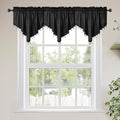 Molaxhome Swag Curtain 51 inch Length Rod Pocket Scalloped Curtain Valance Sheer Lace Panels with Hanging Crystal Beads for Kitchen Bedroom Window Treatments Drape Decor 1pc (Cloth Black, 51Wx23L)