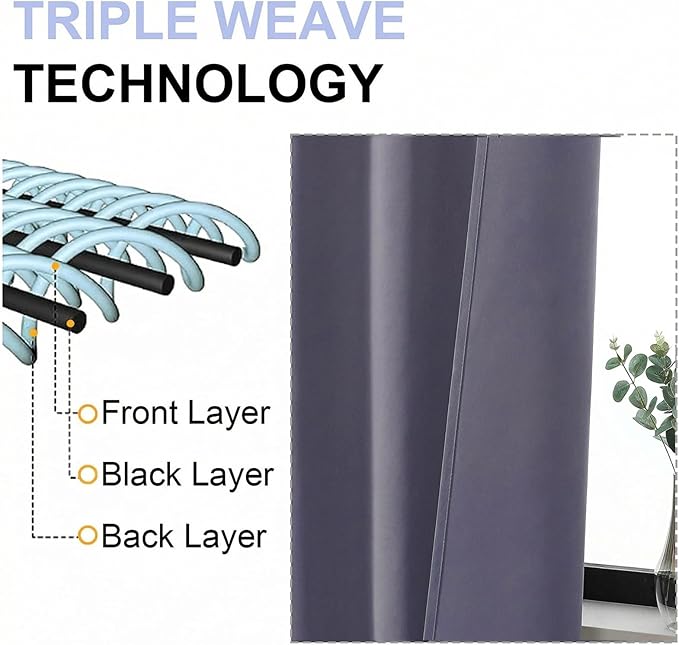 Simplebrand Ava Greyish Purple Blackout Curtains for Bedroom 72 Inch Length 2 Panels Set, Privacy Thermal Insulated Rod Pocket Door Window Curtains for Patio French Door Front Door, W40 x L72 Inch