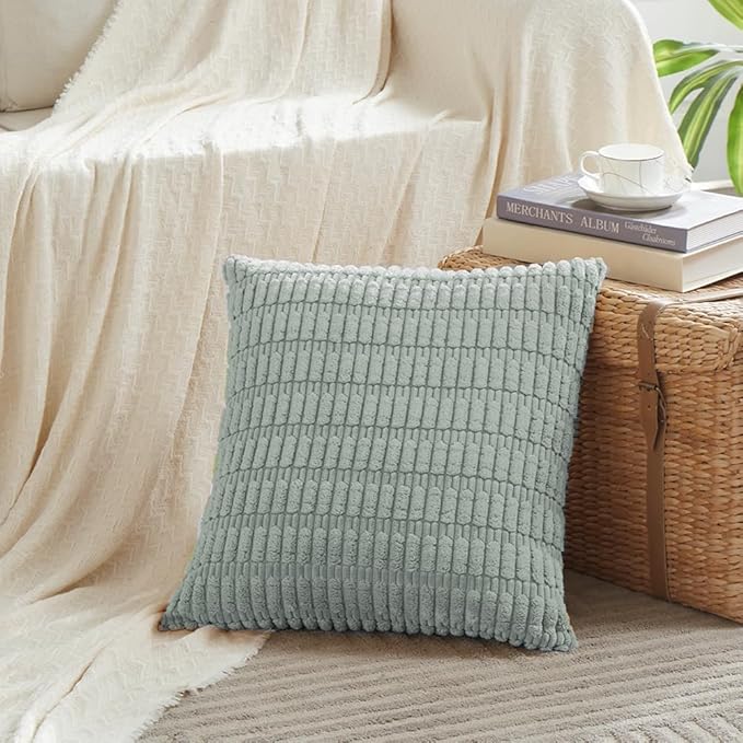 Fancy Homi 4 Packs Decorative Throw Pillow Covers for Living Room Couch Bed, Modern Farmhouse Boho Home Decor, Accent Cushion Case (12 x 12 Inch, Grey Blue)