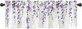 Watercolor Purple Leaves Window Valance for Bedroom Living Room, Lavender Leaf Vine Plant Curtains Valanes for Windows, 3" Rod Pocket Window Treatment for Home Decorations, 54 x 18 Inch, 1 Panel