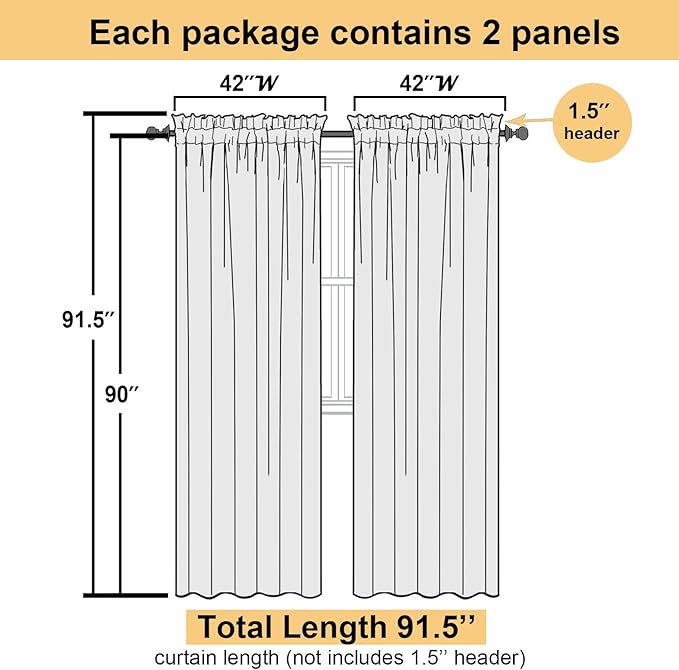 Lecloud Sage Green Sheer Curtains 90 Inches Long 2 Pcs, Modern Solid Voile Light Filtering Drapes, Airy Privacy Window Curtains with Rod Pocket for Dining Room/Bedroom/Living Room, Each 42" W x 90" L