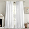 MIULEE White Linen Curtains 80 Inch Length 2 Panels for Bedroom Living Room, Soft Thick Linen Textured Back Tab Window Drapes Semi Sheer Light Filtering Rod Pocket Modern Farmhouse Decor