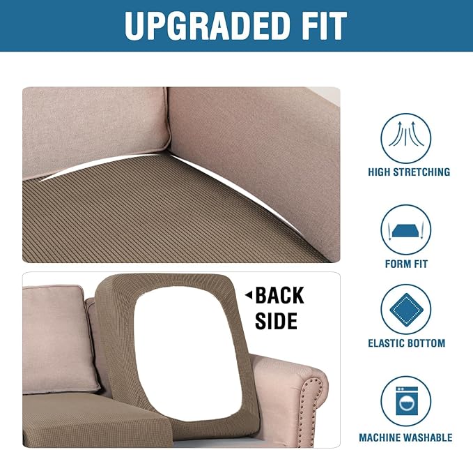 H.VERSAILTEX Super Stretch Individual Chaise Cover Sectional Couch Covers for L Shaped Sofa Both Left/Right Featuring Thick Jacquard Textured Twill Fabric (1 Piece Chaise Cover, Macchiato)